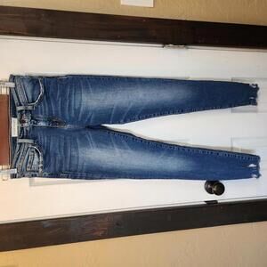 Flying Monkey Women's Distressed High-Rise Skinny Jeans w/ Raw Hem- Size 25